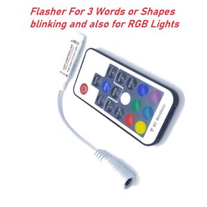 3 Channel Flasher with wireless Remote for Neon 3 words or Shapes Blinking and for RGB Neon Lights and Strip Lights.4Amp each Channel load