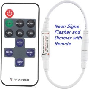 Flasher and Dimmer with Remote for Neon Signs and LED lights 5v to 24volts. 12A