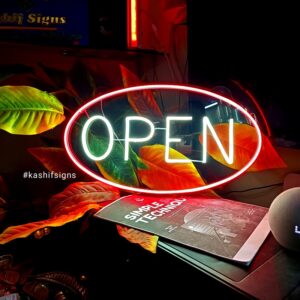 neon open sign with oval shape